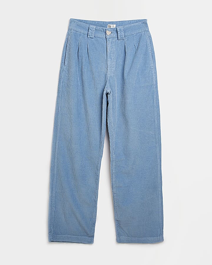 Blue corduroy wide leg trousers