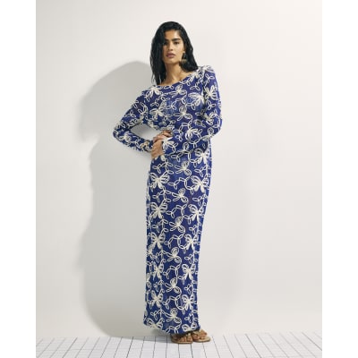 Blue Cornelli Crochet Maxi Beach Dress