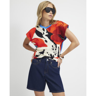 Cotton Animal Abstract Print T Shirt