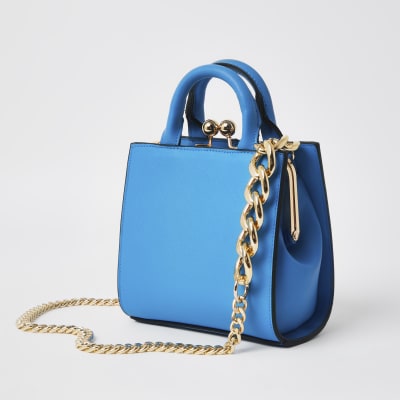 Blue croc mini lady handbag