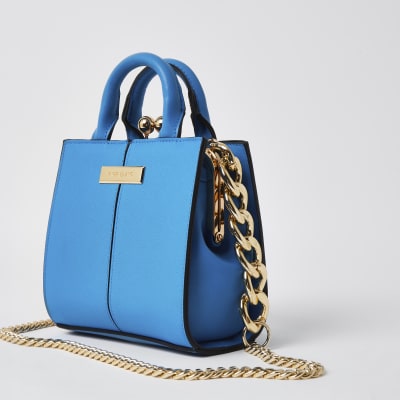 Blue croc mini lady handbag