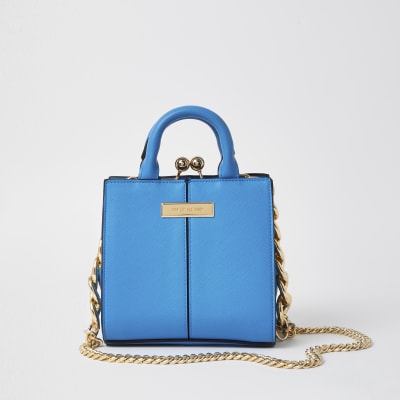 Blue croc mini lady tote bag