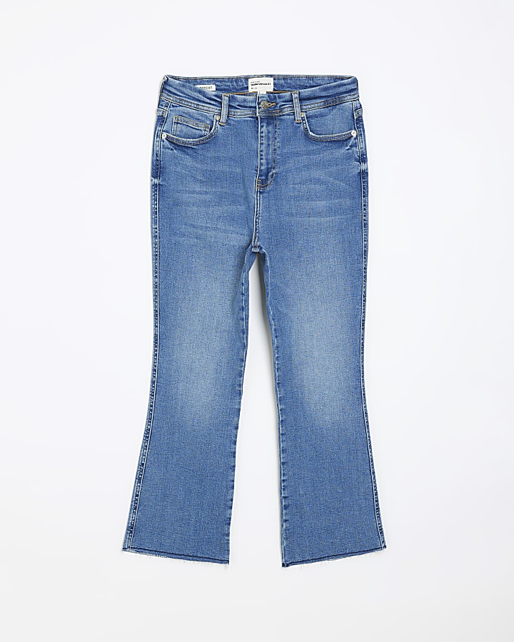 Blue cropped bootcut jeans | River Island