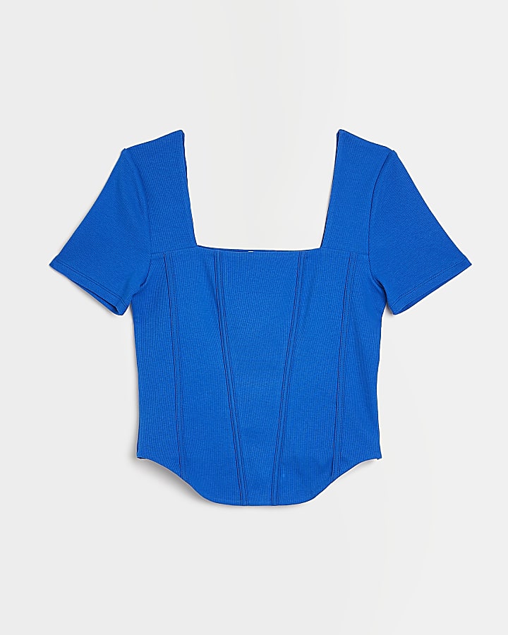 Blue cropped corset top