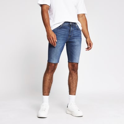 mens skinny fit denim shorts