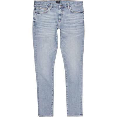 river island dark blue sid skinny jeans