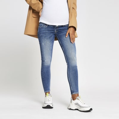 Blue denim Amelie overbump maternity jeans
