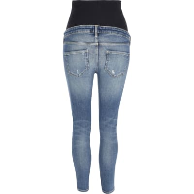 Blue denim Amelie overbump maternity jeans