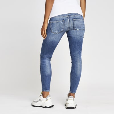 Blue denim Amelie overbump maternity jeans