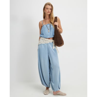 Denim Balloon Leg Trousers