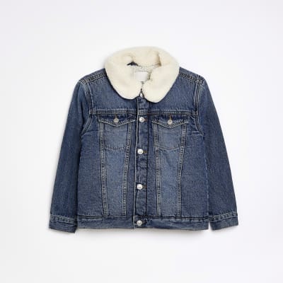 Blue borg denim outlet jacket