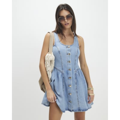 princess polly baby blue dress 21 Best Denim Dresses 2023 main image 0