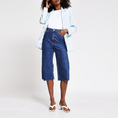 high waisted denim culottes