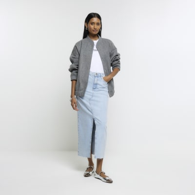 High waist clearance skirt denim jacket