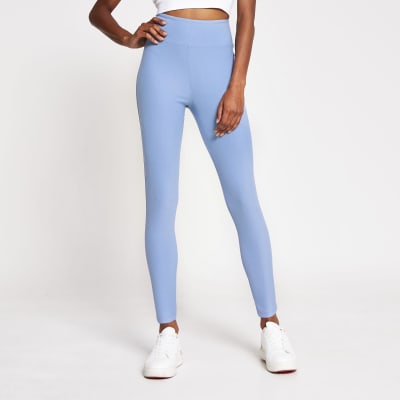 Blue denim look high waist leggings | River Island