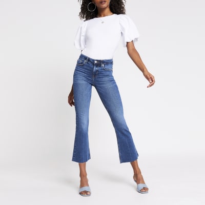 blue kick flare jeans