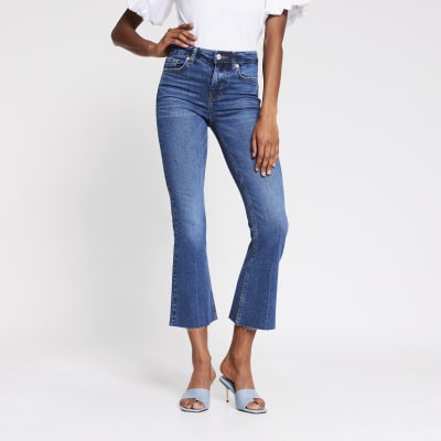 low rise kick flare jeans