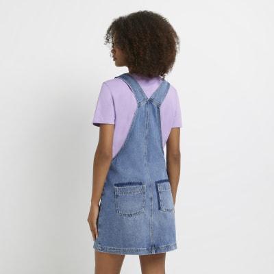 river island denim dungaree dress