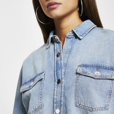 denim mini shirt dress