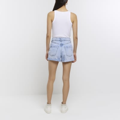Blue denim mom shorts River Island