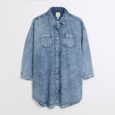 River island denim shirt dress online