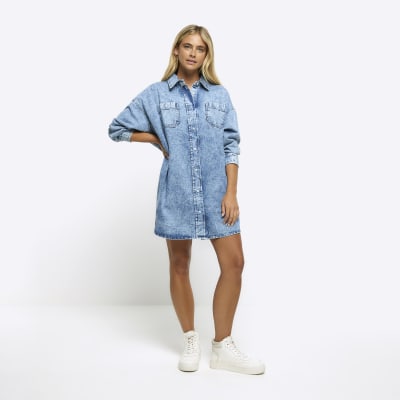 Denim oversized shop shirt dress