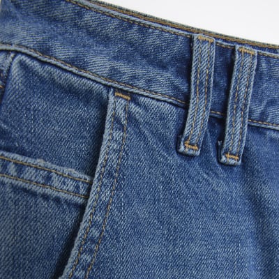 Blue denim seam detail maxi skirt | River Island