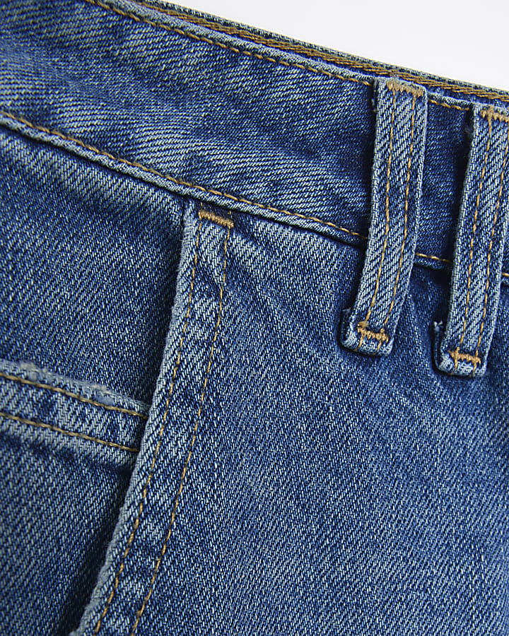 Blue denim seam detail maxi skirt