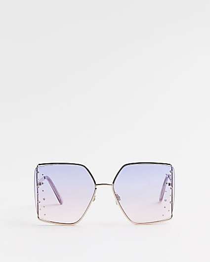 Blue diamante oversized sunglasses