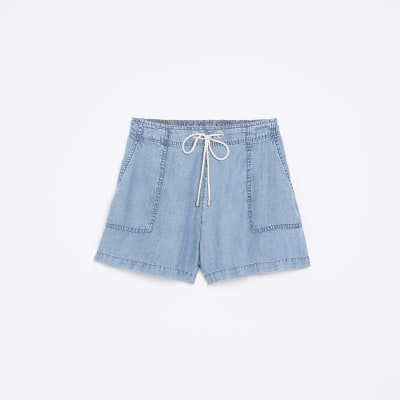 Blue drawstring shorts River Island