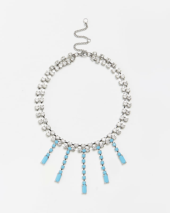 Blue drop collar necklace