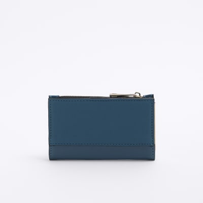 Blue embossed RI purse River Island