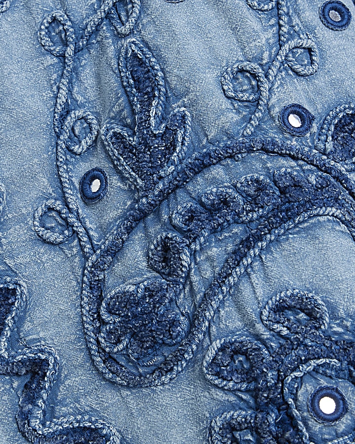 Blue embroidered coat