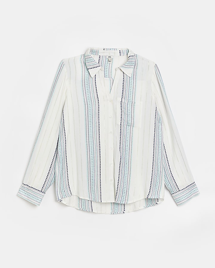 Blue embroidered oversized shirt
