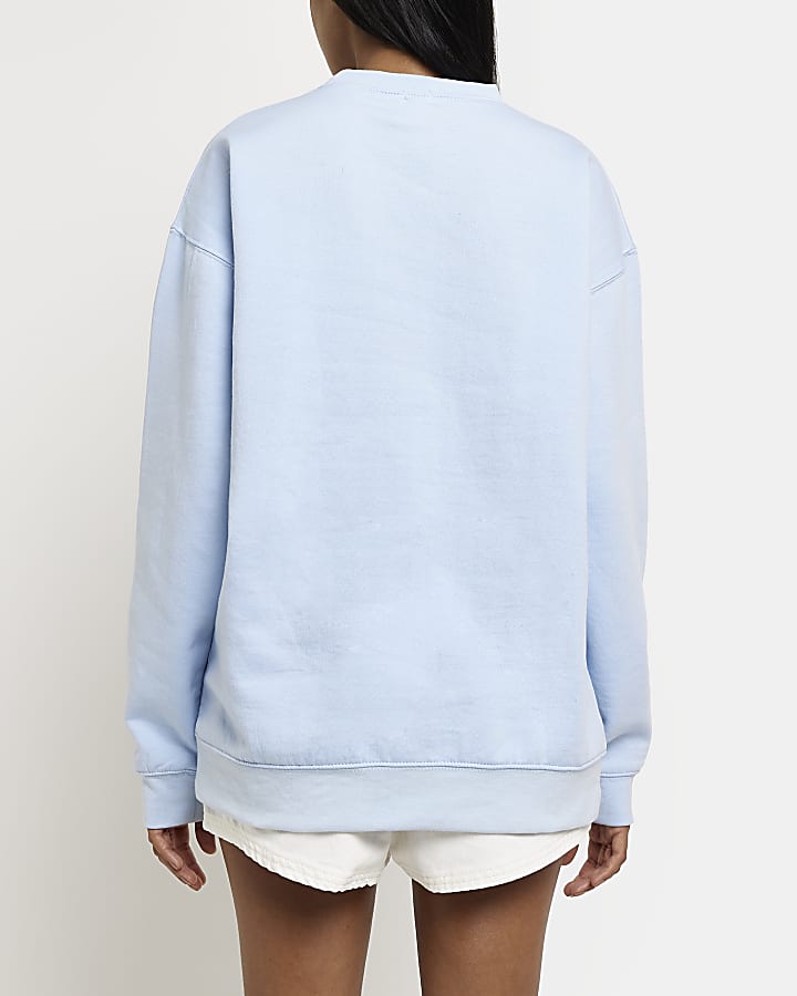 Blue embroidered oversized sweatshirt