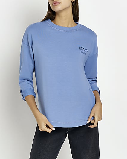 Blue embroidered sweatshirt