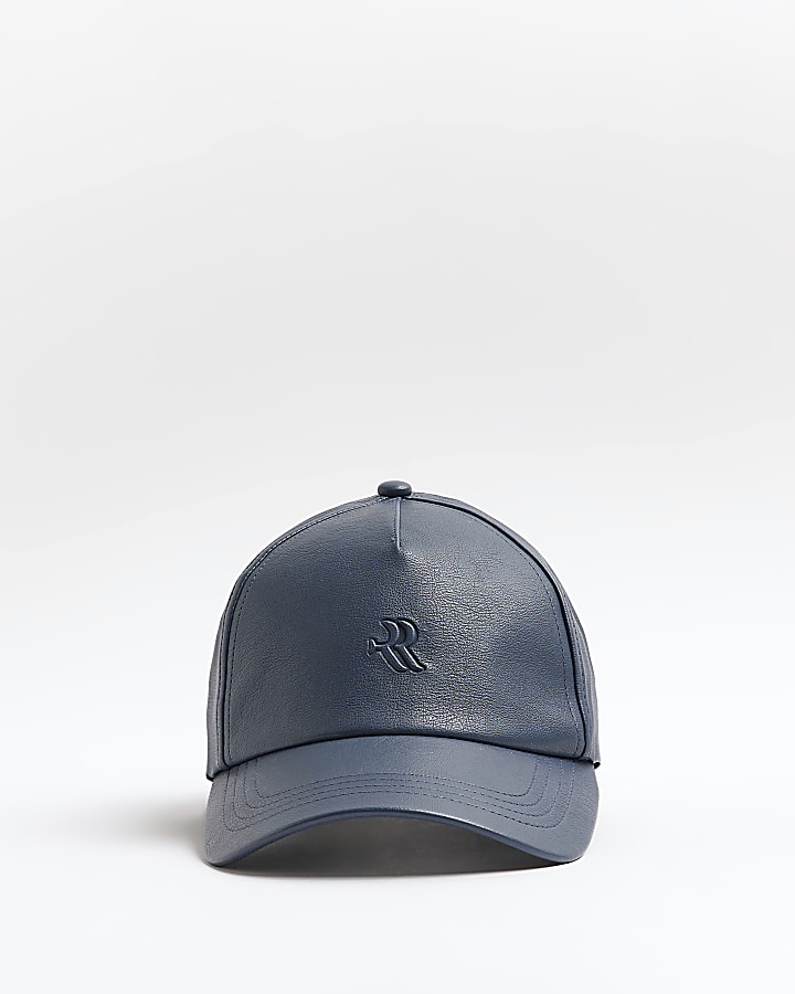 Blue faux leather RI cap
