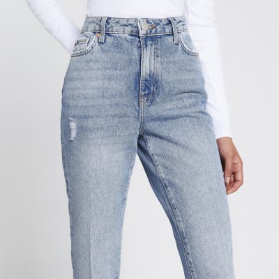 blue rise denim jeans