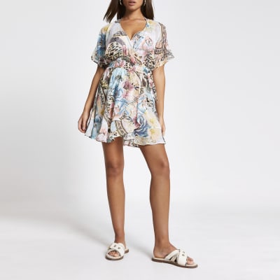 river island floral wrap dress