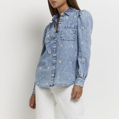 river island denim shirts