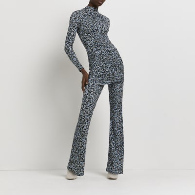 floral flared trousers