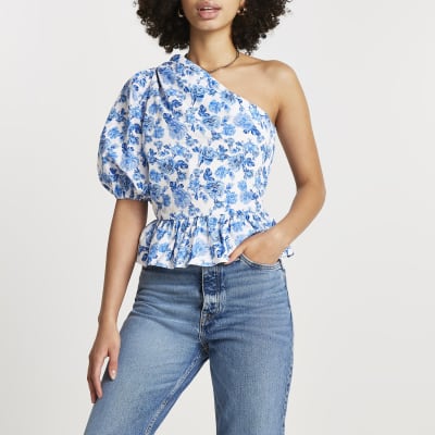 floral one shoulder top