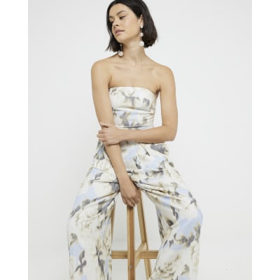 Floral bandeau jumpsuit deals