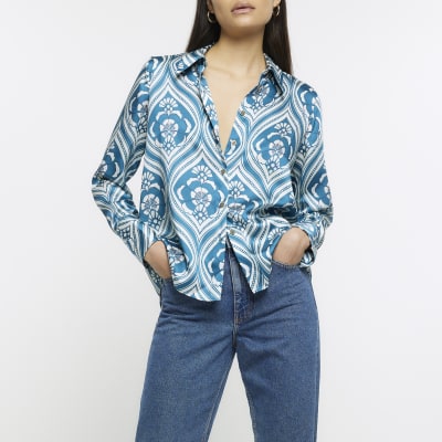 River island hot sale blue shirt