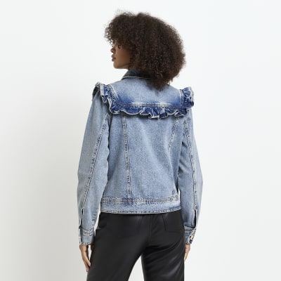 Blue frill denim jacket