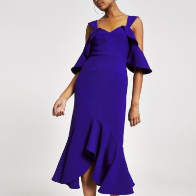 river island blue midi dress