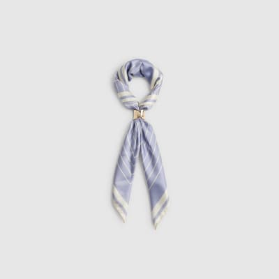Blue Geometric Satin Scarf
