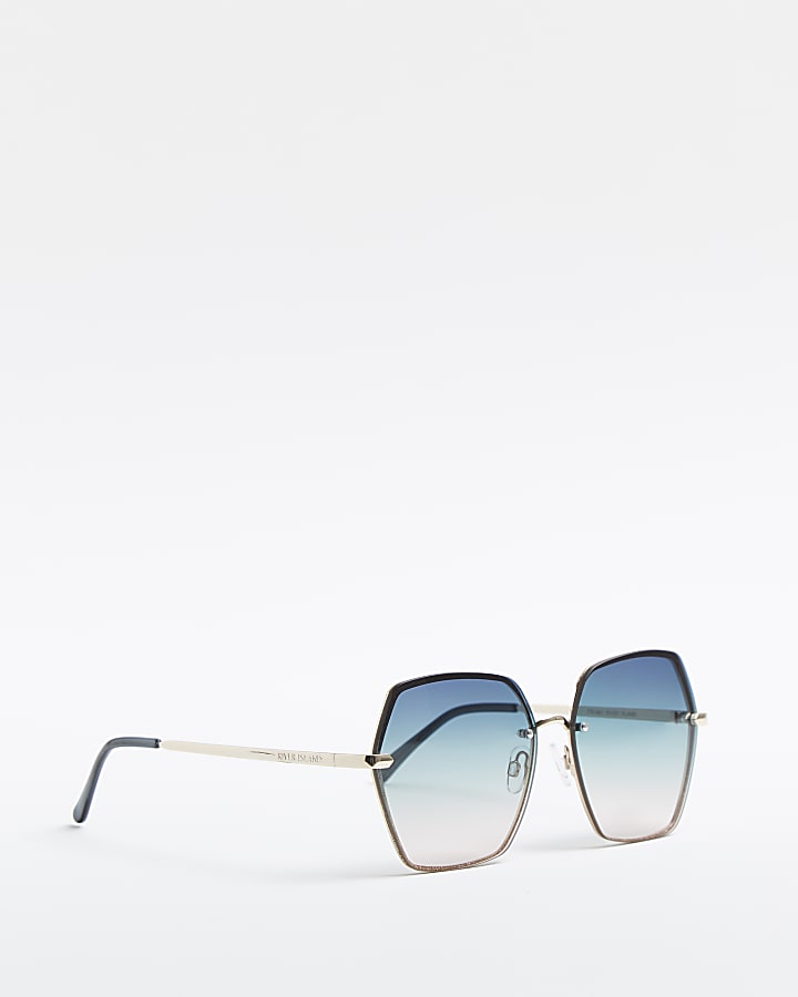 Blue glitter oversized sunglasses