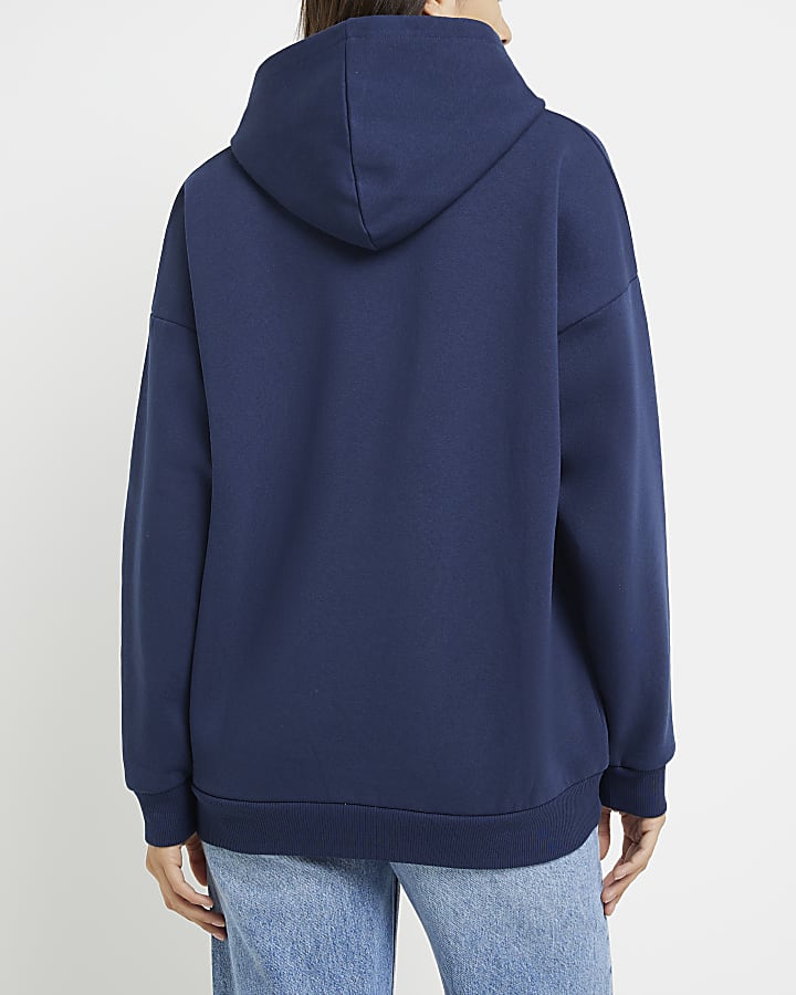 Blue graphic long sleeve hoodie
