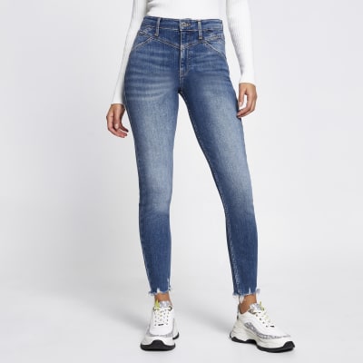 high rise skinny fit jeans